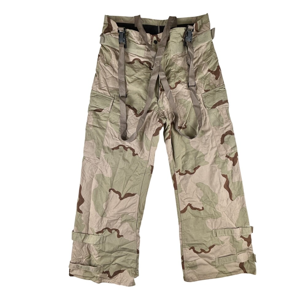 Military Chemical Protective Pants Mens 34x32 Camo Overgarment Suspenders Desert